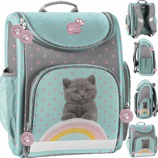 Schulranzen,  moderne Tasche für  Mädchen mit Katze [PTL-524]